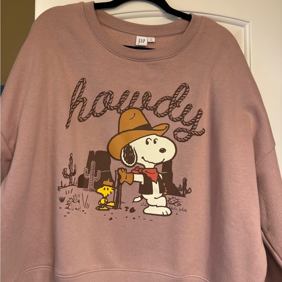 Gap Peanuts Western Look Howdy Oversized Graphic Sweatshirt Size XL - Picture 3 of 7